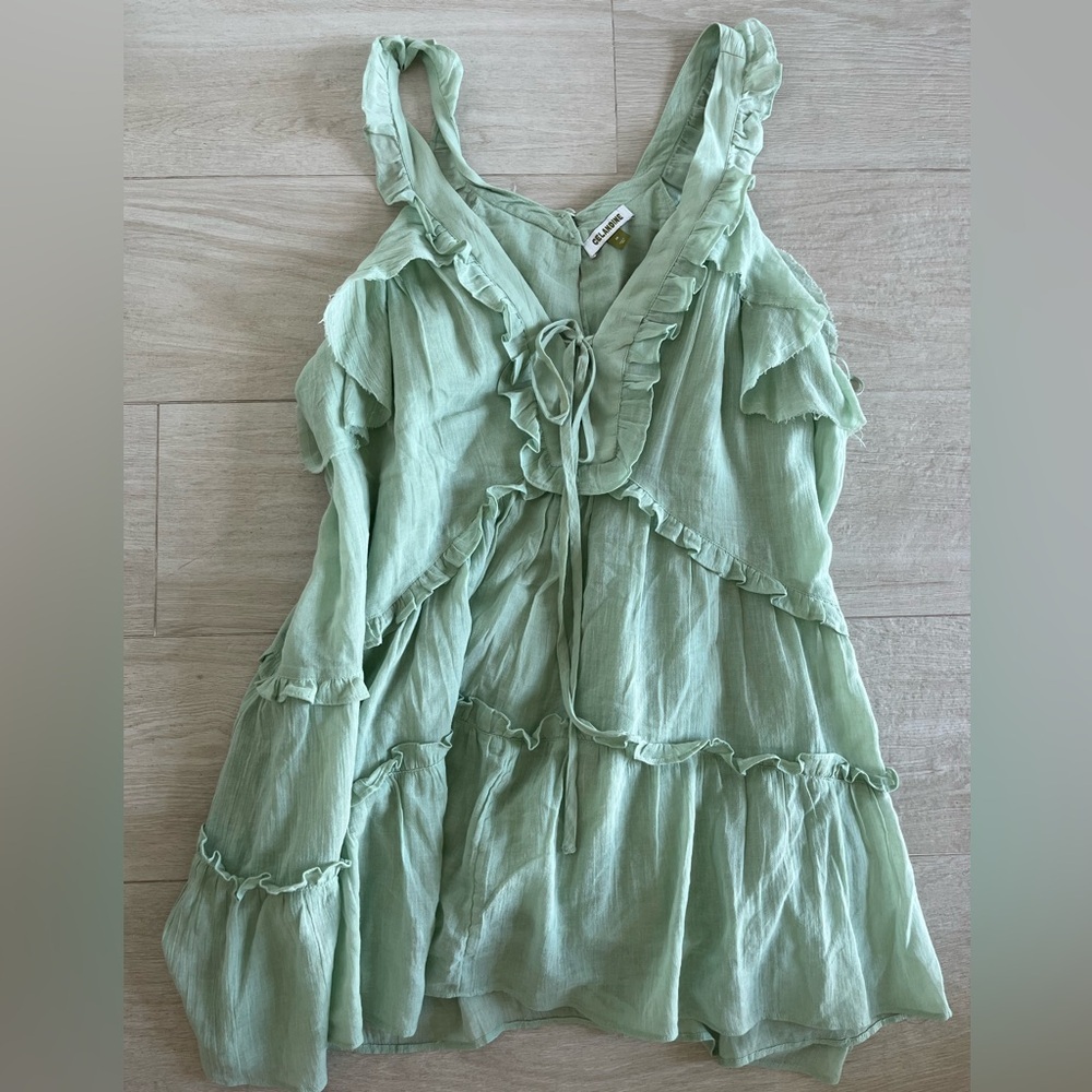 By Anthropologie Boho Ruffle Mini Dress M - Picture 3 of 5